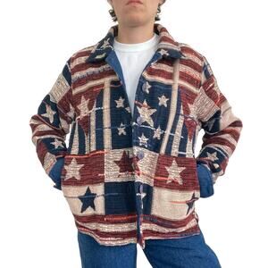Coldwater Creek American Flag Tapestry Jacket